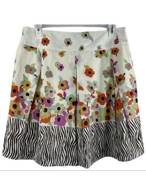 Studio JPR Cream Floral Zebra Skirt 34x22.5 PXL NWT fun lined cotton